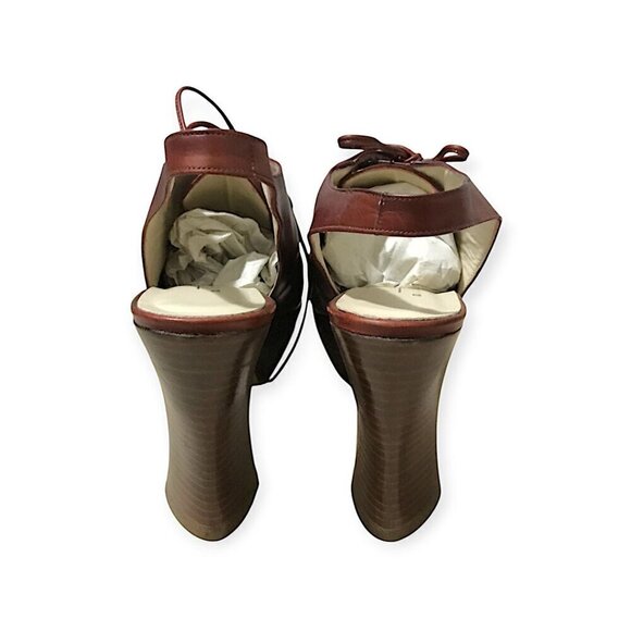 Vintage Michel Perry brown chunky platform lace up sling size 37.5 EU - Picture 5 of 10
